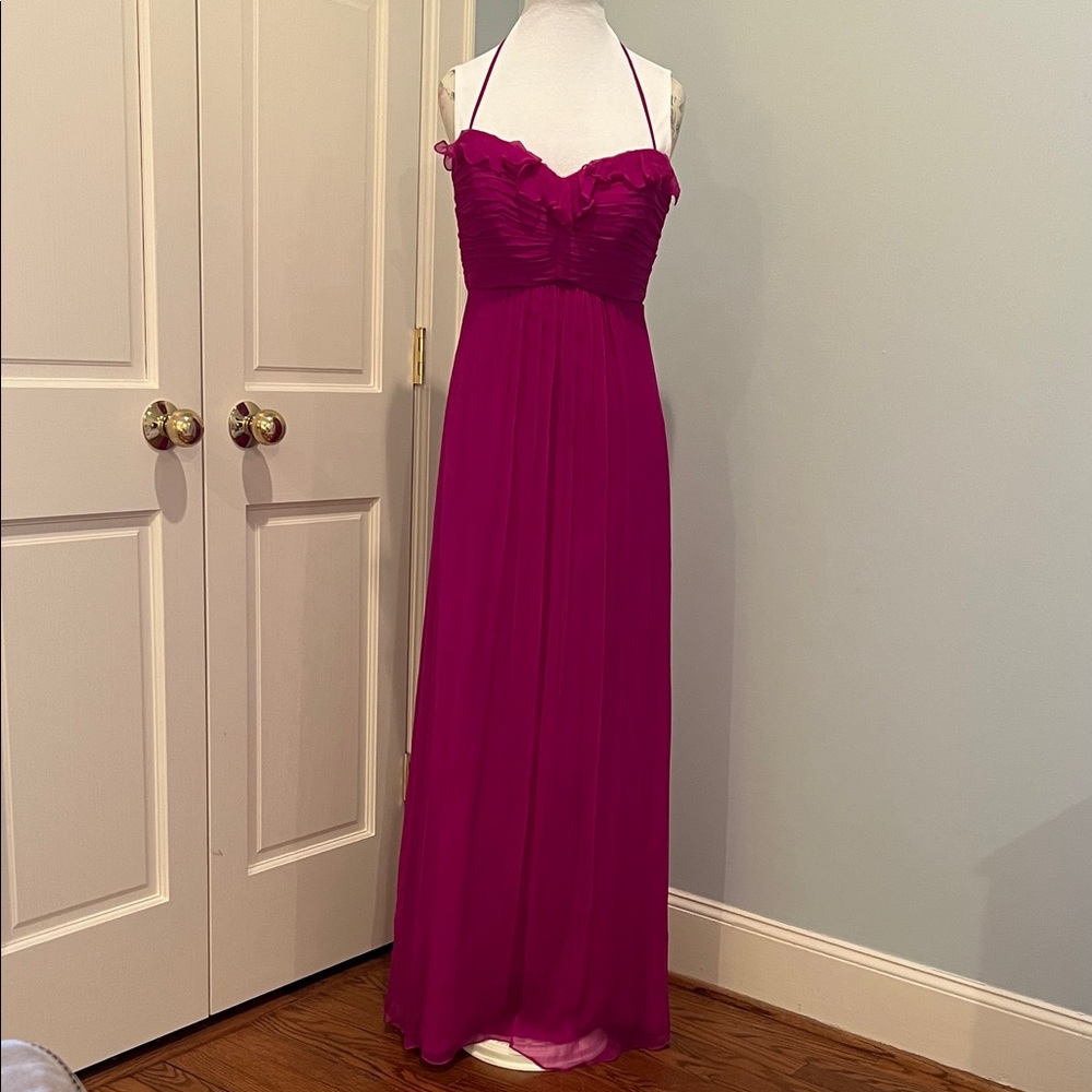 Elegant Magenta Halter Maxi Dress